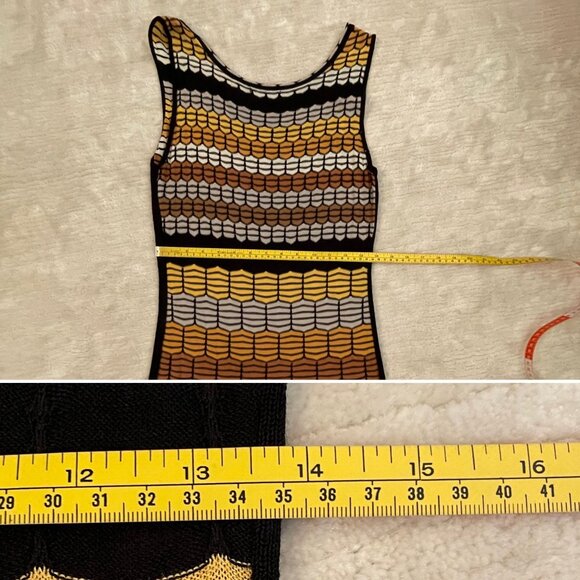 Nic+Zoe Sleeveless Knit Top Womens Sz M Geometric Honeycomb Print Black Brown Go - Picture 8 of 9
